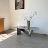 Handcrafted metal coffee table from the 1970s