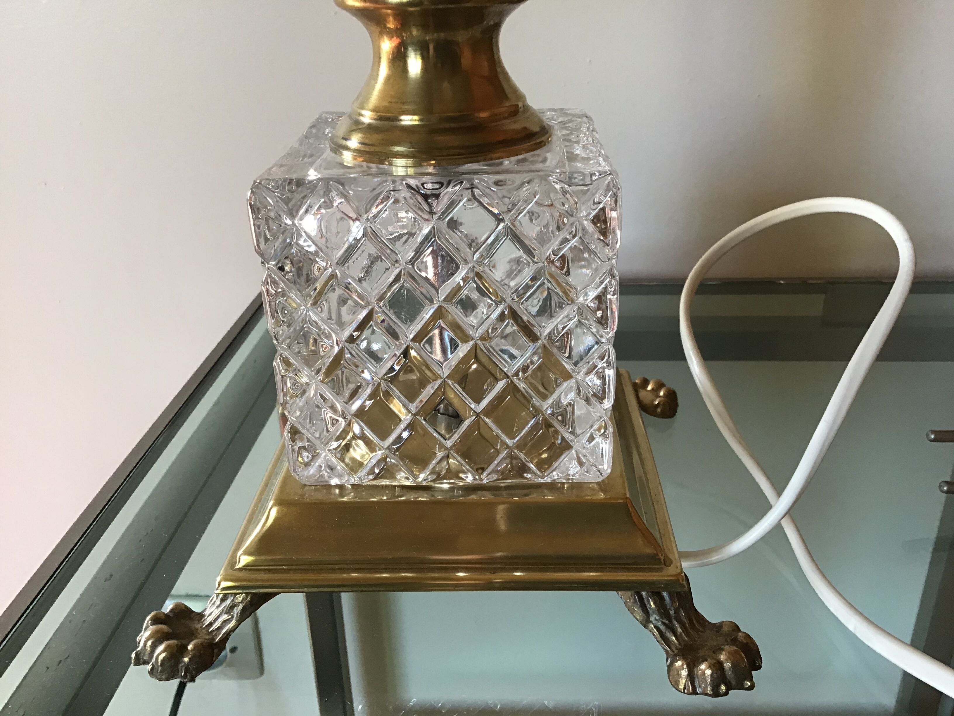 Brass and crystal lamp foot