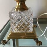Pied de lampe en laiton et cristal