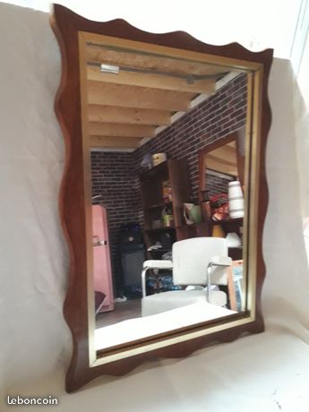 Frame wood mirror vintage 1950 - 70x50cm