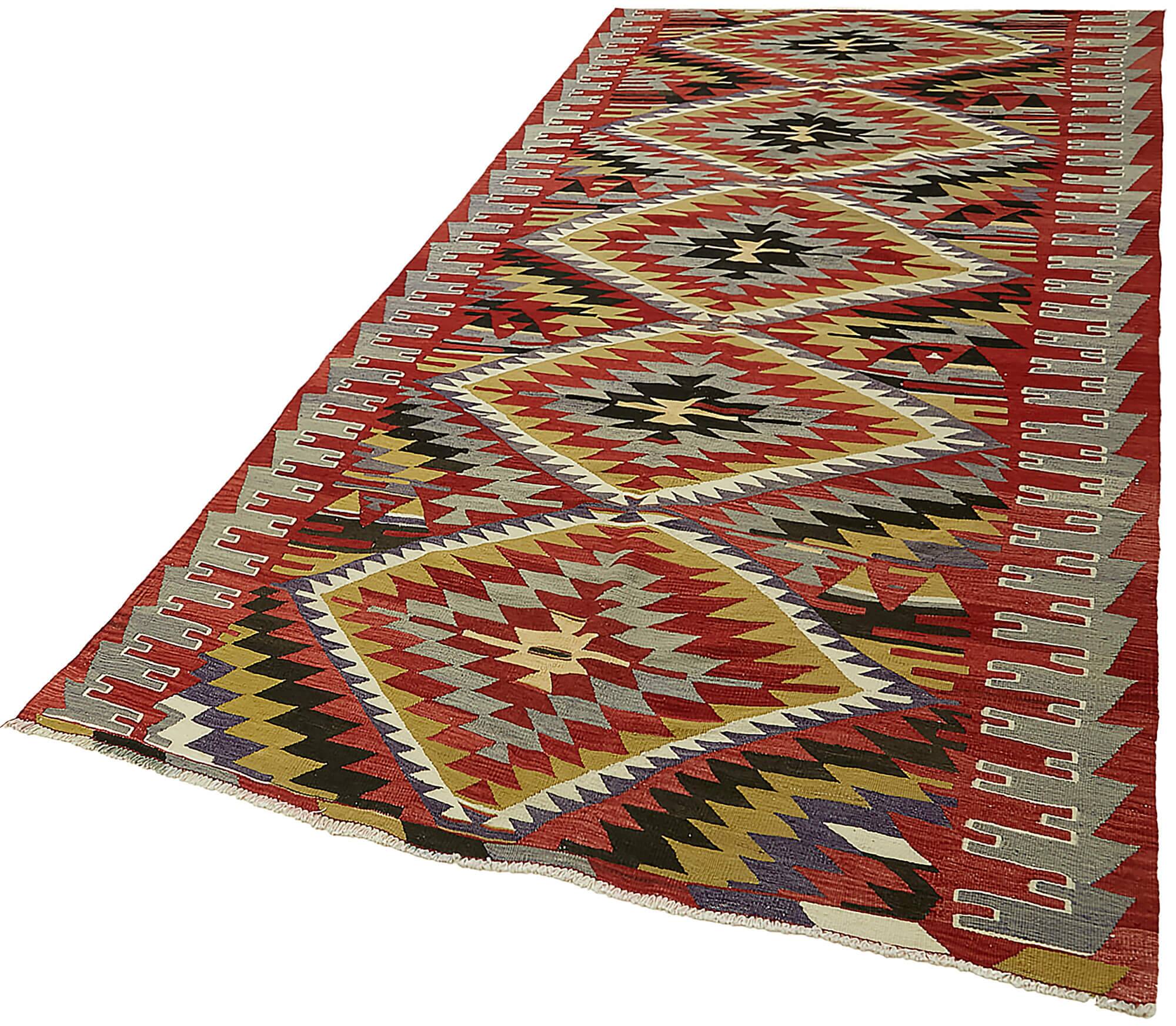 Turkish Handmade Vintage Anatolian Kilim 150 cm x 297 cm