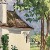 Aquarelle de montagne vintage