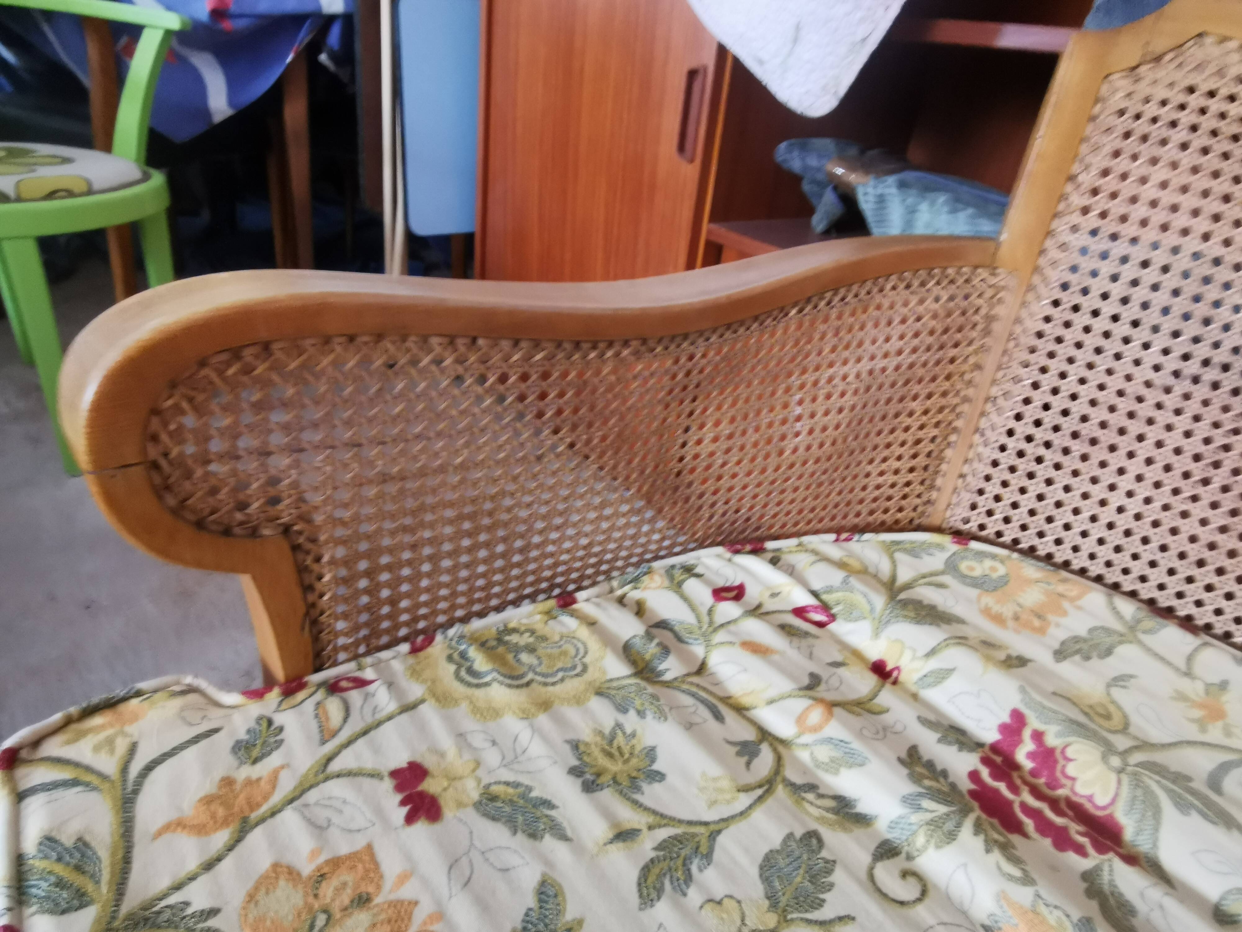 Vintage English sofa in caning