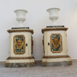 Pair of Capuani Este Vases in white lacquered ceramic, Italy '900