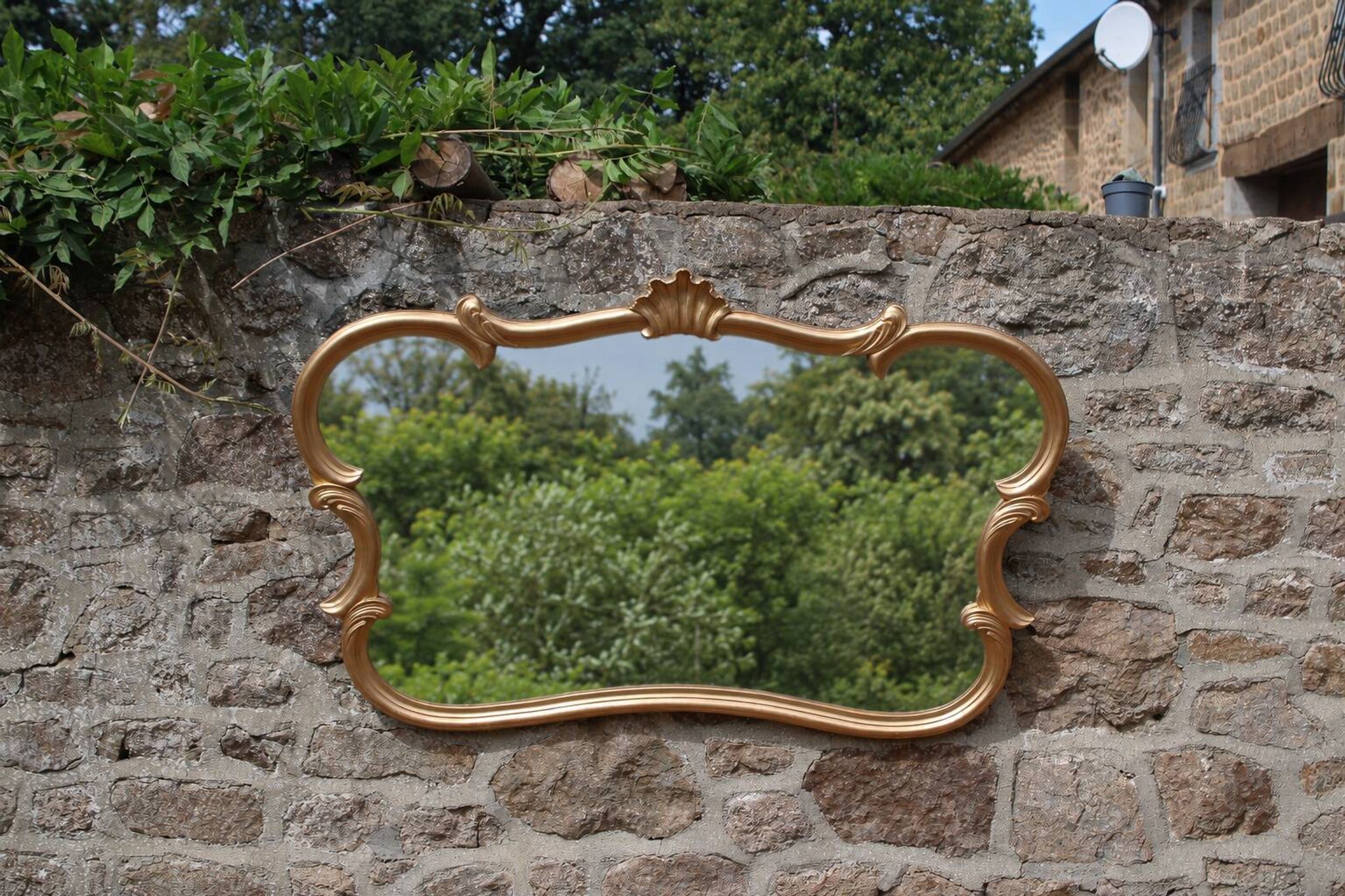 Large wall mirror with golden stucco mouldings – Louis XV Rococo style – 124
