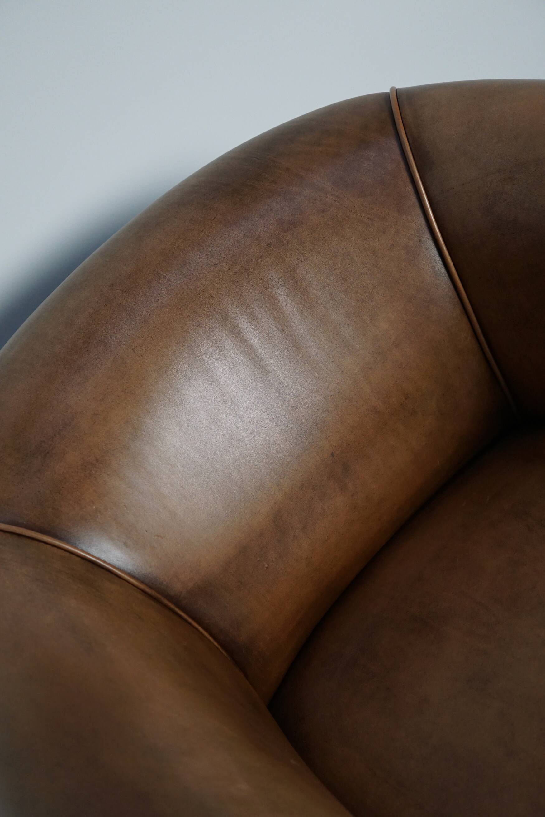 Vintage Dutch cognac coloured leather club chair