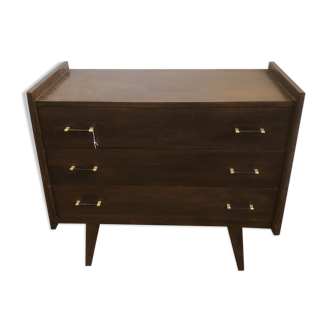 Old Vintage Chest of Drawers 3 drawers Scandinavian Compass Feet Wood