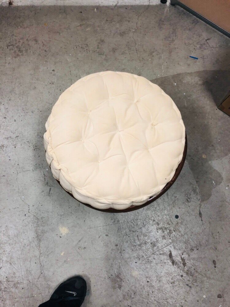 Pouf stool in rattan and bamboo vintage