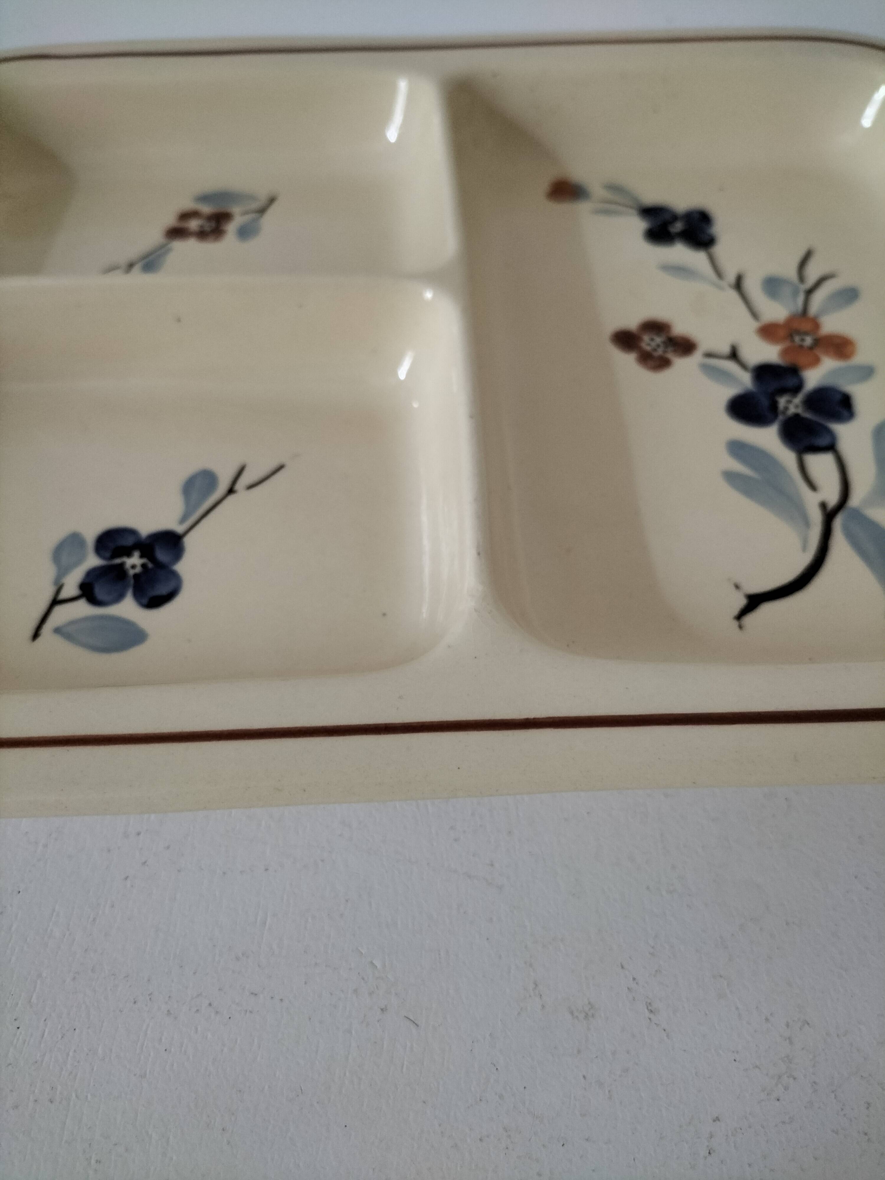 Vintage Sarreguemines compartmentalized plate model 5041 with Japanese decoration