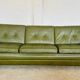 Vintage danish 3 person svend skipper lounge sofa in olive green leather