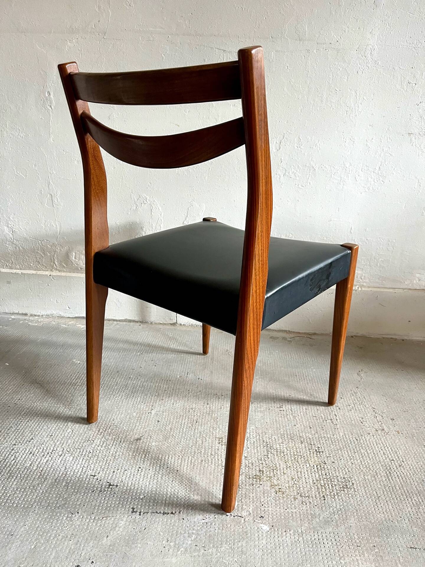 Scandinavian teak and faux leather chairs - set of 6