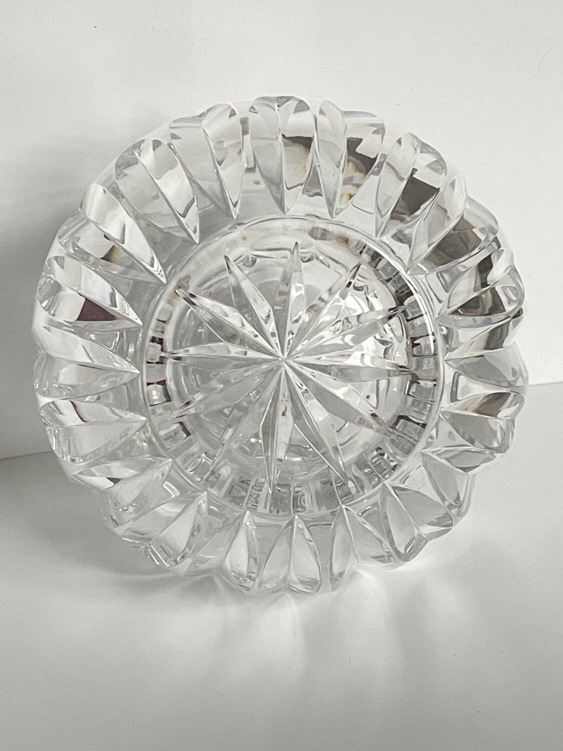 Chiseled crystal ball vase