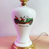 Pair of mid-century porcelain brass bedside lamps, 50s/60s