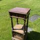 19th century wooden and pink marble bedside table, Henri II style