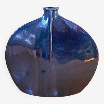 Blue glazed stoneware vase