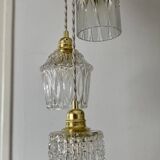 Vintage triple globe pendant light in molded glass
