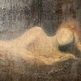 Oil on canvas signed female nude reading