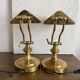 Pair of notary-style lamps in gilded metal