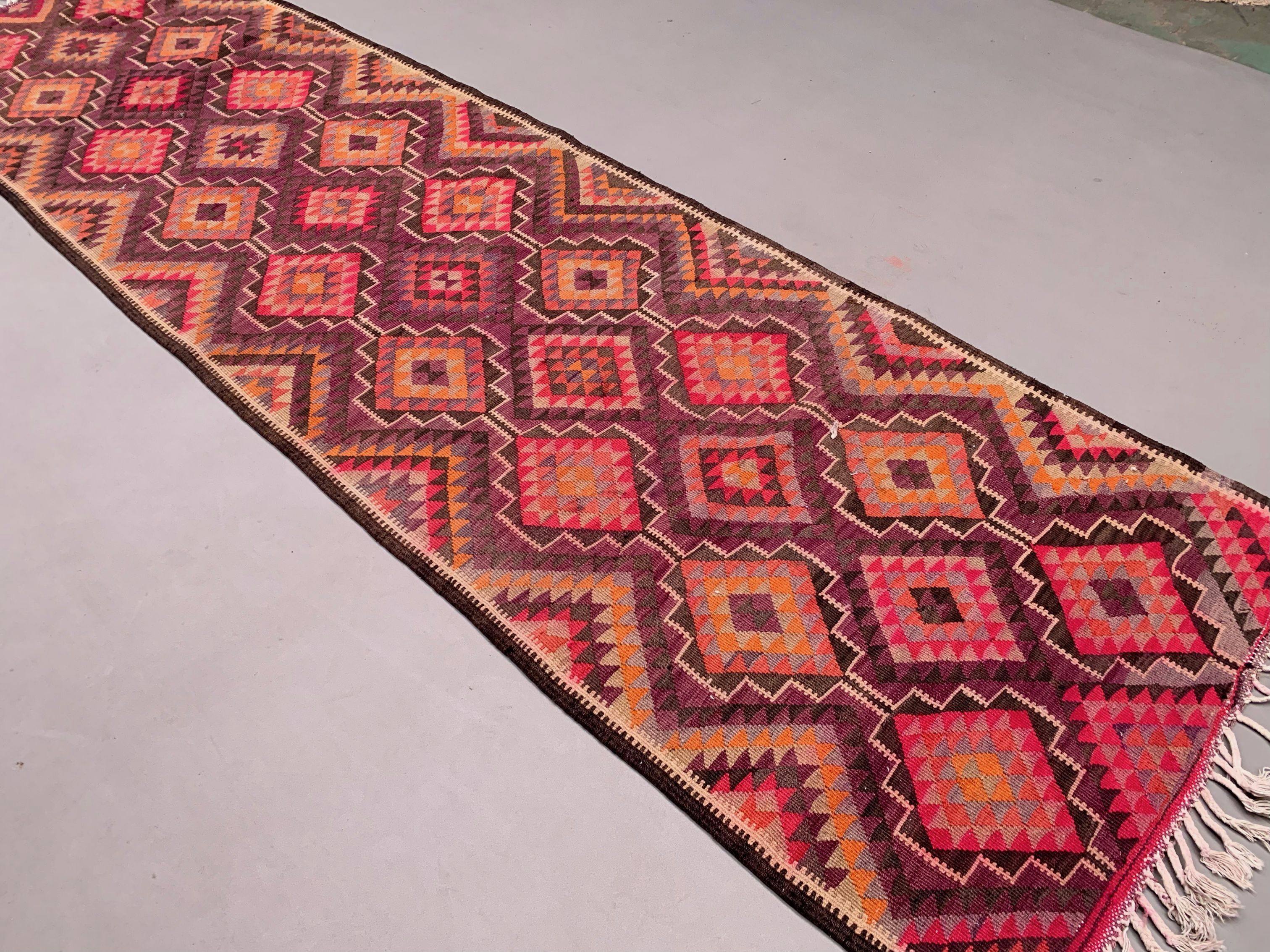 Old turkish kilim runner 360x107 cm