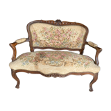 Two-seater bench Louis XV dressing in tapestry