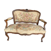 Two-seater bench Louis XV dressing in tapestry
