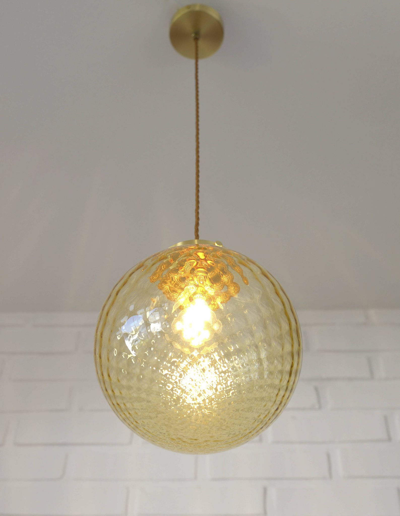 1 of 2 handblown amber glass pendant lamp redesign vintage Italian lighting