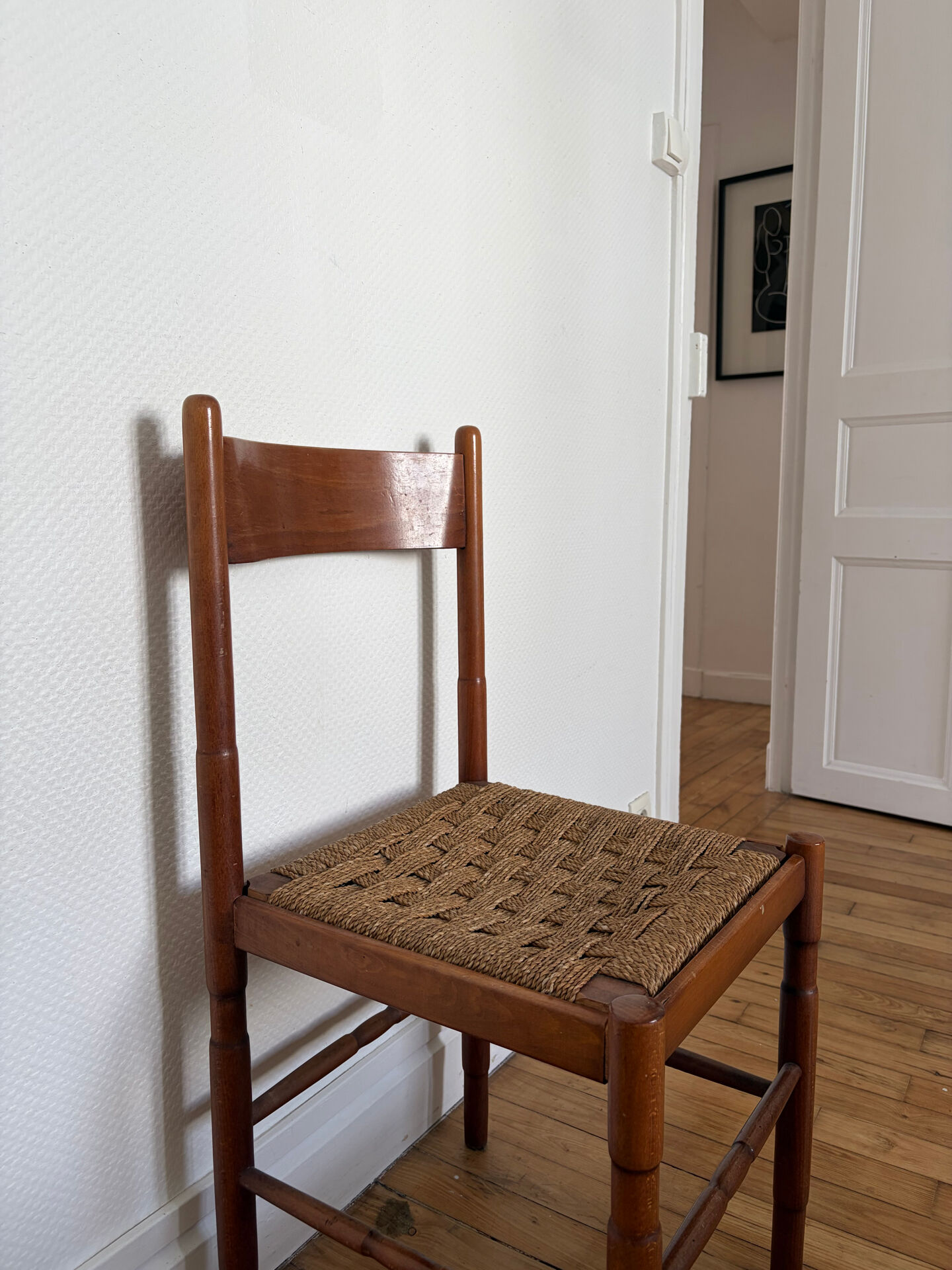 Chaise ancienne bois et corde