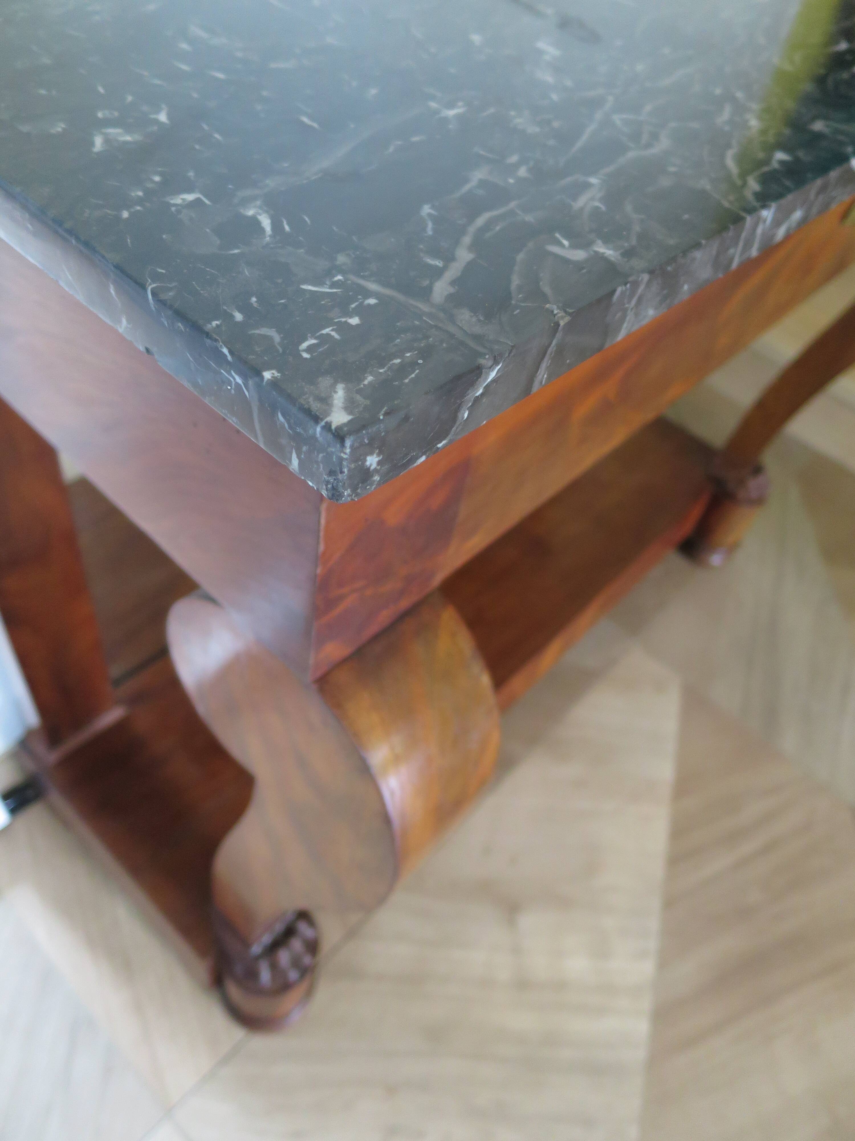 console-style empire/restauration-à crosses-fond de miroir-pieds griffes