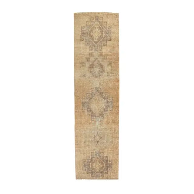 Turkish Oushak wool kilim rug 96x365