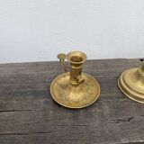 Set of gold-plated brass candlesticks
