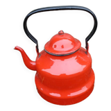 Théière ancienne en tôle émaillée rouge