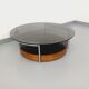 Vintage Italian round coffee table in rosewood, chrome metal, glass.