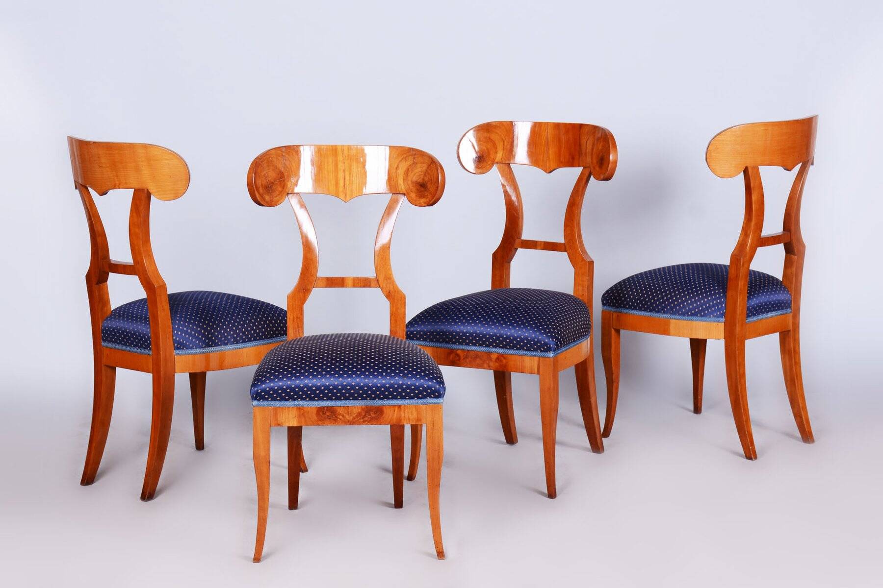 Biedermeier Cherrywood Chairs, Austria, 1820s, Set of 4