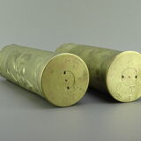 Pair of shell casings forming repulsed copper vases