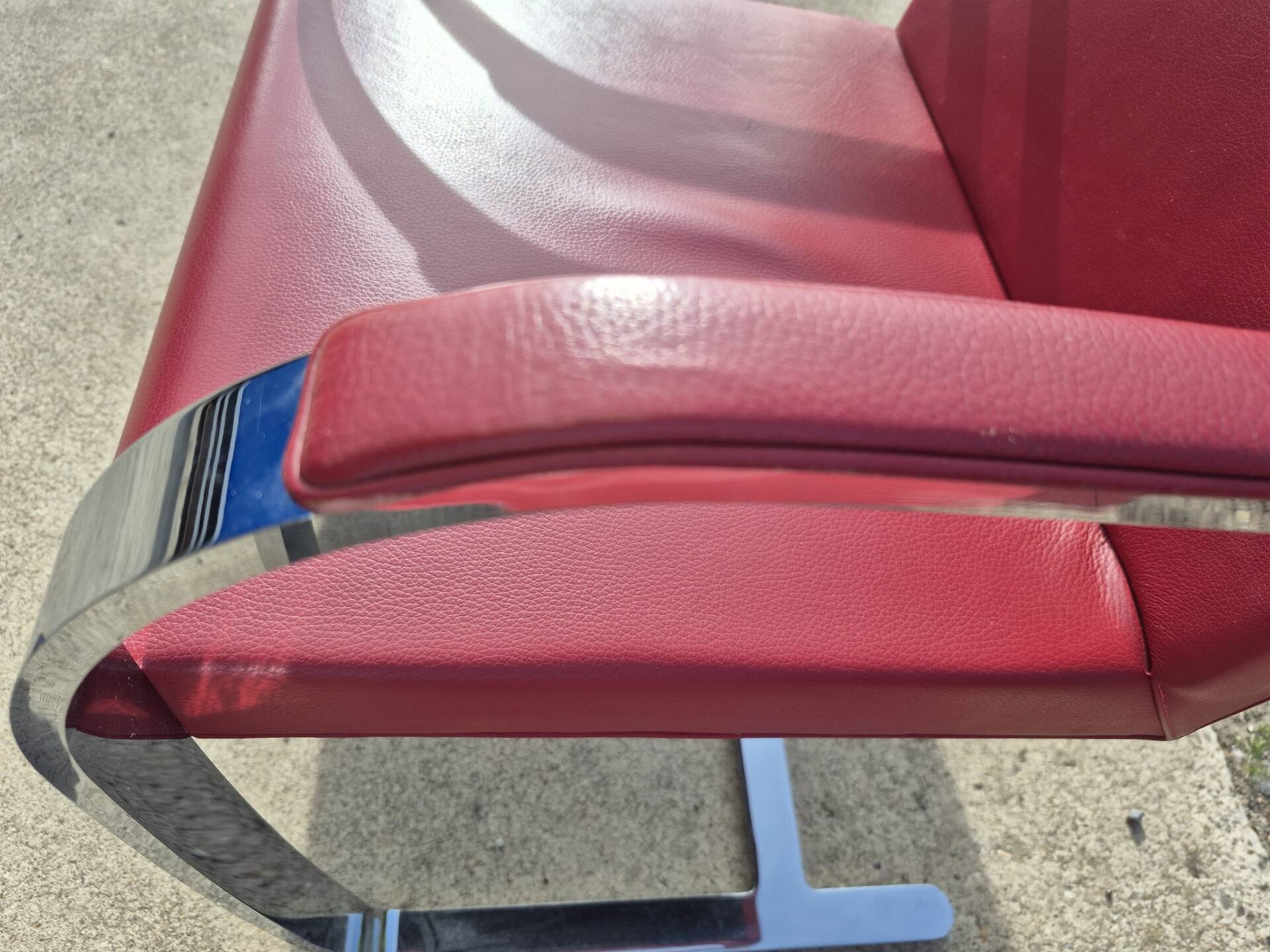 Set 4 - red chrome Brno armchair flat bar- Ludwig Mies vd Rohe bauhaus