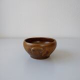 Brown Digoin stoneware bowl with handles