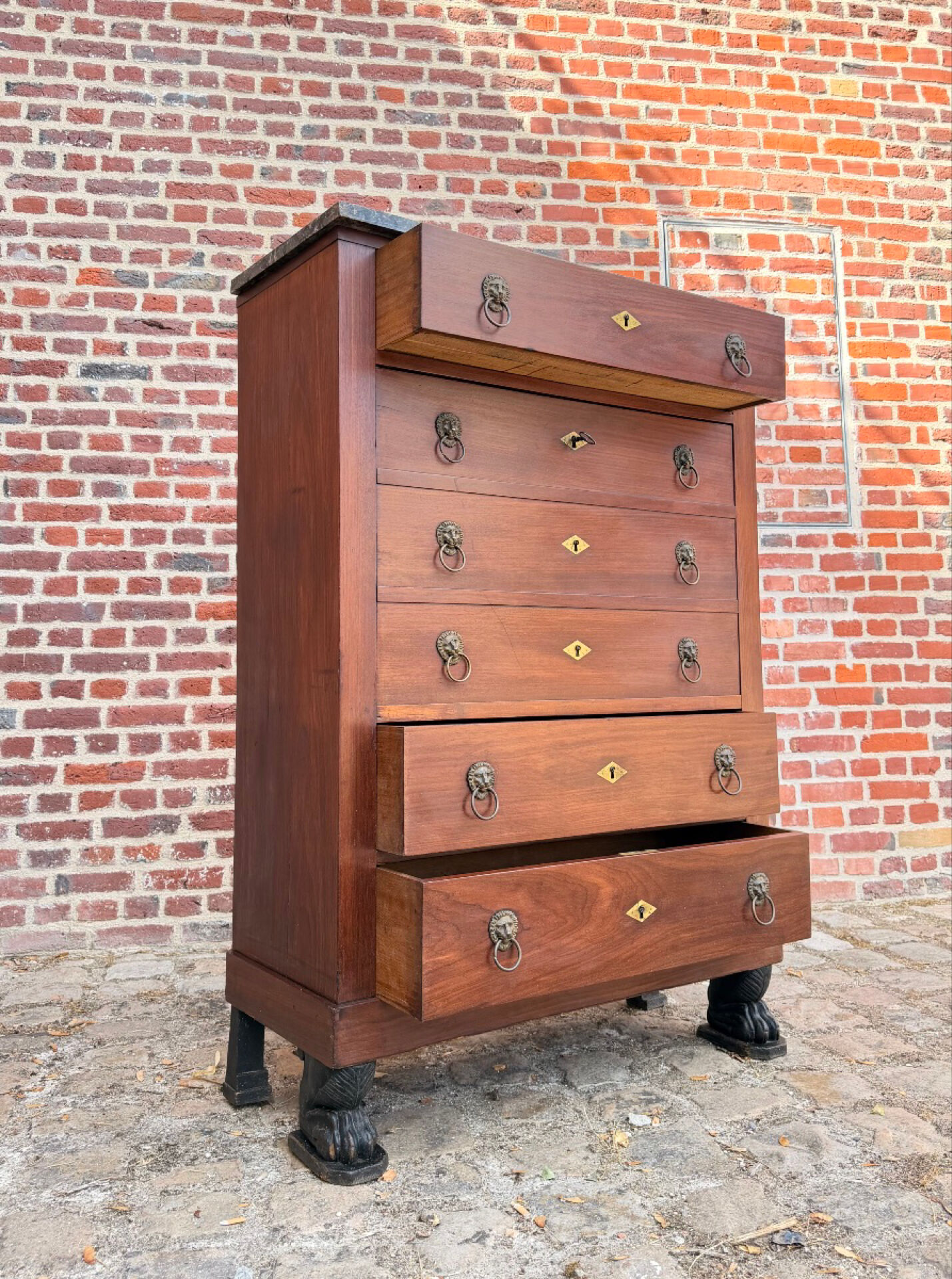Pope françois-ignace, secretary in mahogany from the consulate period stamped