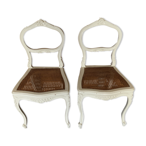 paire de chaises de harpiste Louis XV en bois laqué vers 1900