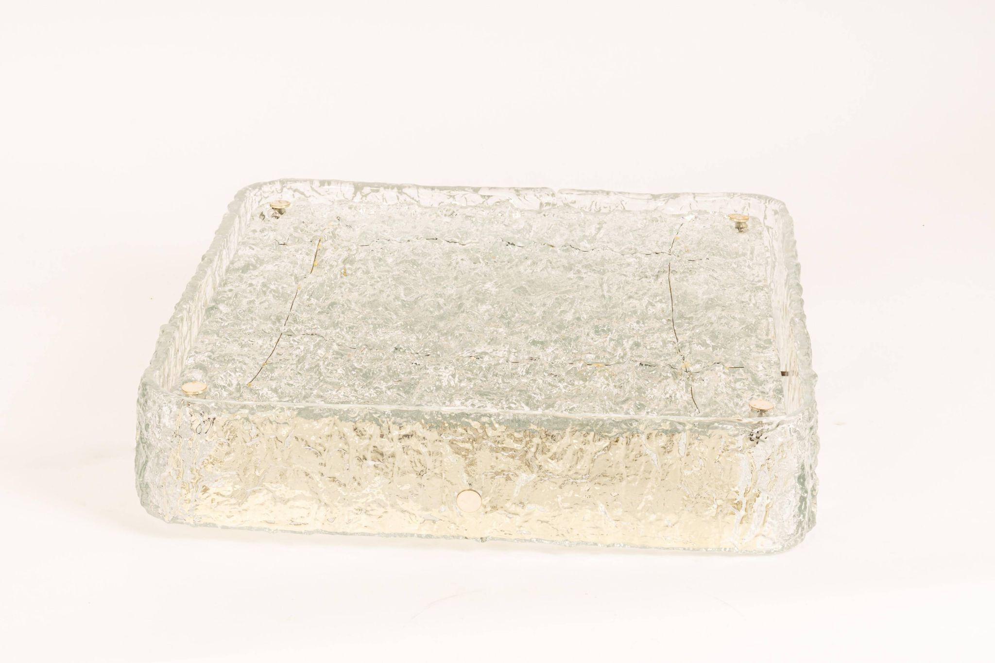 Square glass ice Murano ceiling light, Kaiser, Germany, 1970s