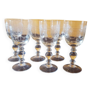 Six verres à vin en - cristal