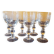 Six engraved crystal wine glasses. 1930