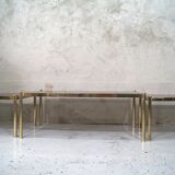Ensemble de 3 tables basses en laiton minimalistes italiennes, années 1970