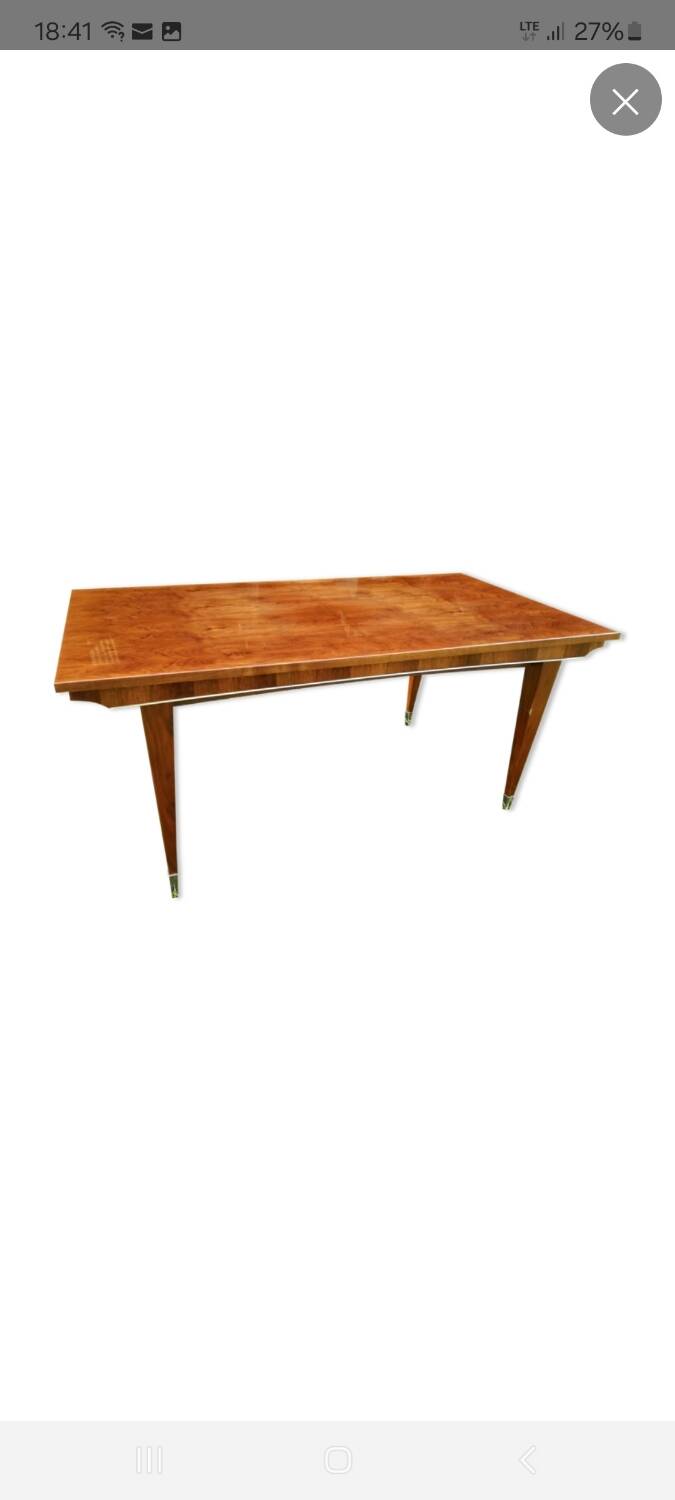 Art Deco walnut veneer extendable table (160 to 232 cm)