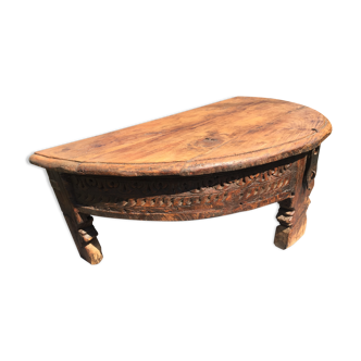 Table basse coffre demi lune Inde Rajasthan début 20ème