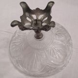 Compotier on foot of early twentieth in glass and metal