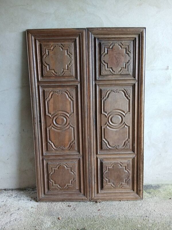 Paire de Portes Anciennes en Chêne Sculpté - Style Louis XIV - Boiseri