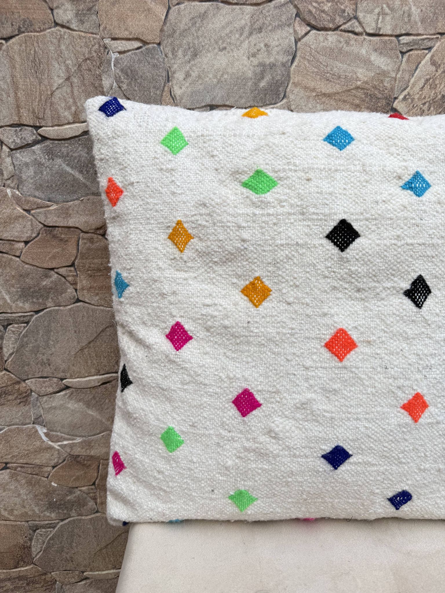 Handmade Berber wool Kilim cushion: Moroccan floor cushion