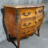 Small Louis XV dresser in marquetry and pink marble