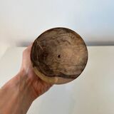 Vintage hand-turned solid olive wood vase - 1970s-80s