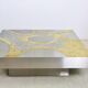 Table basse en acier inoxydable et laiton par Jean Claude Dresse